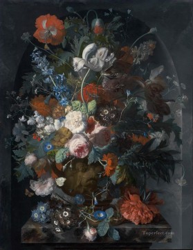 Classical Flowers Painting - Vase of Flowers in a Niche Jan van Huysum classical flowers